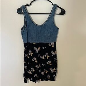 Vintage Floral Denim Mini Dress